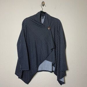 Bobeau Plaid Single Button Fleece Cardigan